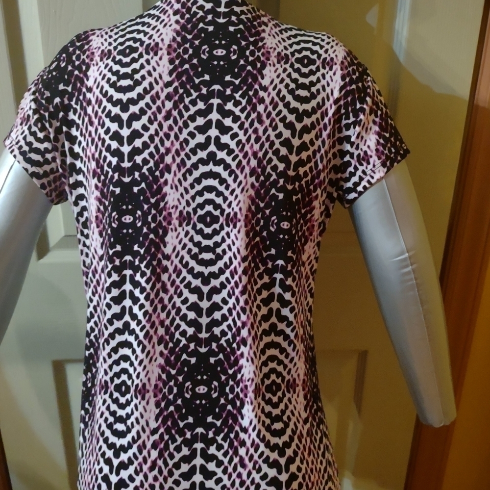 Worthington Women Petite P/m Purple Work Blouse Short Sleeve Business Apparel - Picture 2 of 5